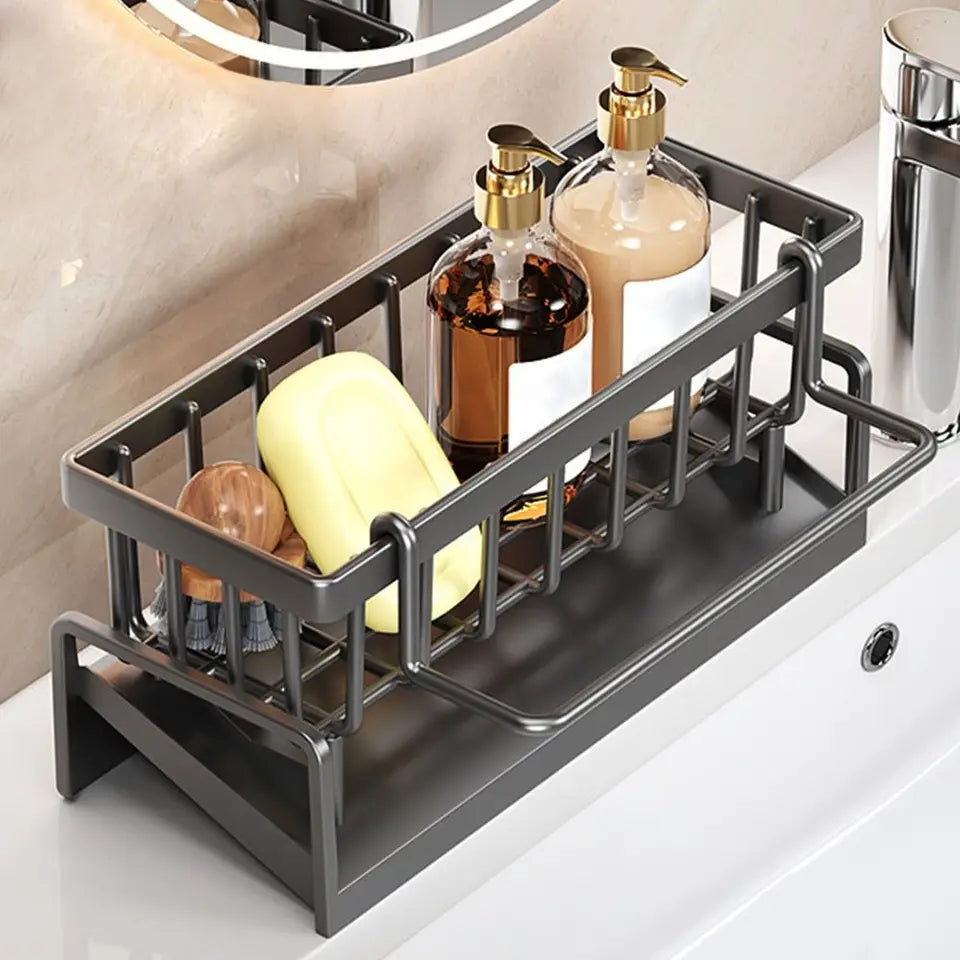 Kitchen Storage Rack Useful Self-draining Sink Shelf Sponge Holder Organizer Hanging Soap Basket Bathroom Cosmetic Shelf — image 3