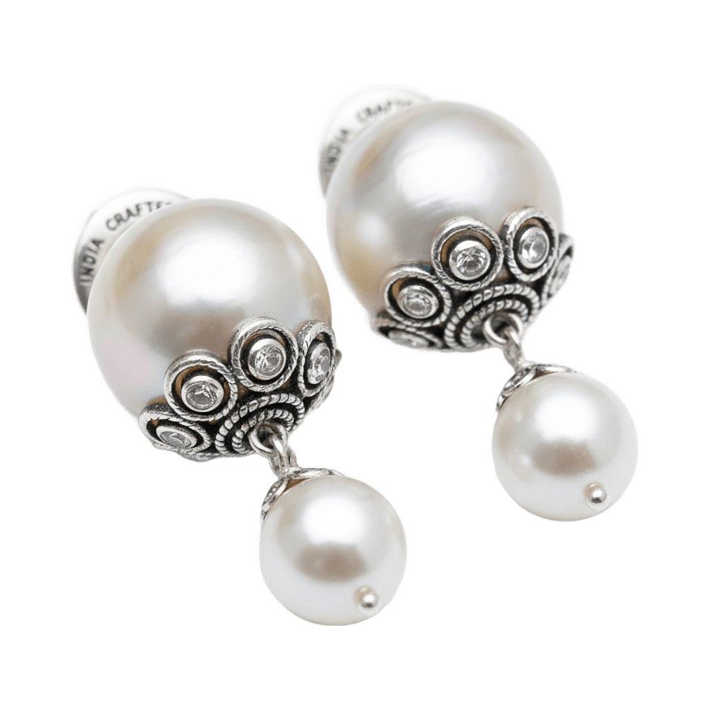 Handcrafted sterling silver earrings with mother of pearl